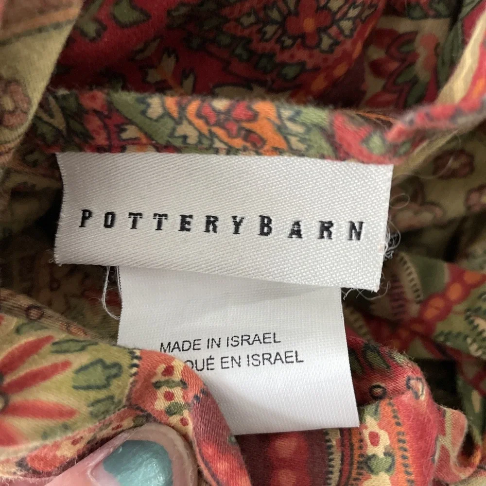 Pottery Barn Caroline Red Paisley King Duvet Cover Cotton With Two Shams